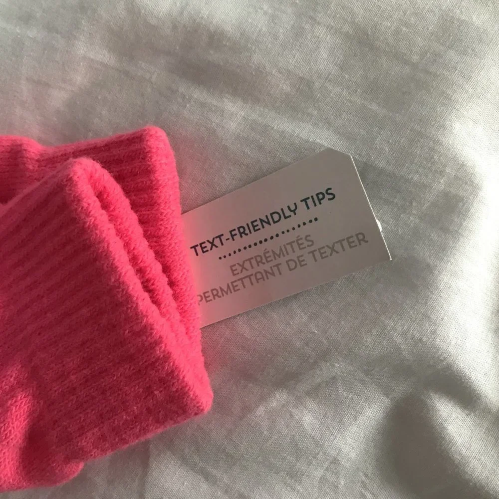 Old Navy Text Friendly Knit Gloves Pink Color Block